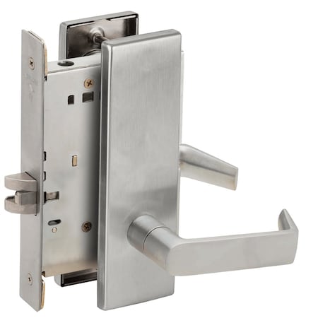 Schlage Grade 1 Passage Latch Mortise Lock, 06 Lever, N Escutcheon, Satin Chrome Finish, Field Reversible L9010 06N 626